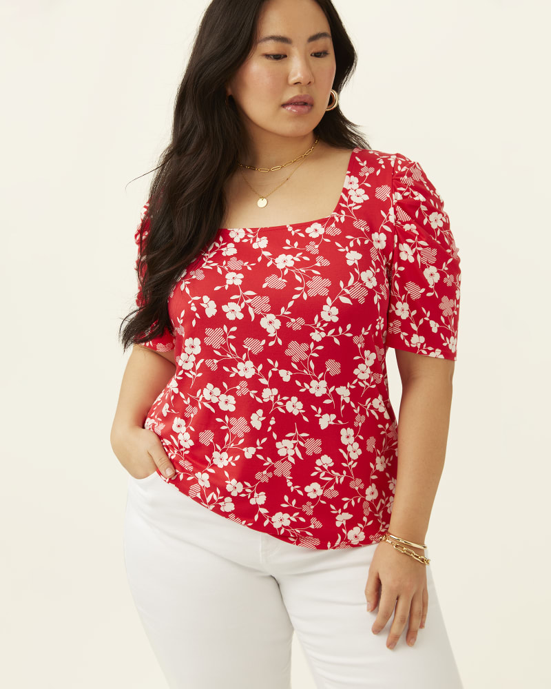 Front of plus size Eleanor Puff Sleeve Top by Socialite | Dia&Co | dia_product_style_image_id:192916